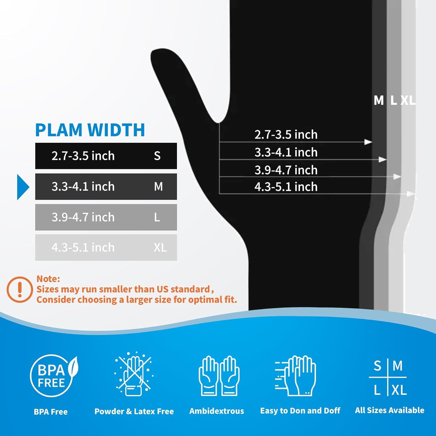 HEAVY DUTY 5 Mil Nitrile Black Gloves Disposable Latex Free Rubber Cleaning Mechanic Food Prep Tattoo Gloves 1000PCs - Image 5