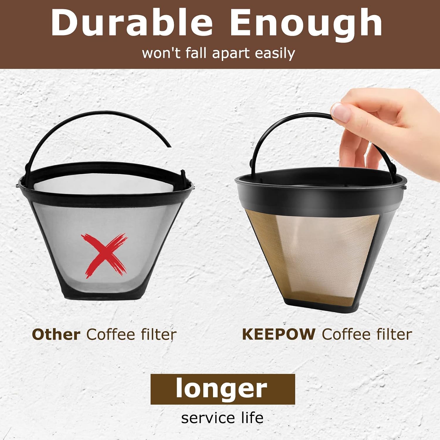 KEEPOW Reusable GTF-4 Gold Tone Filter for Cuisinart DCC-3200 DCC-1200 Machines and Brewers Coffeemakers