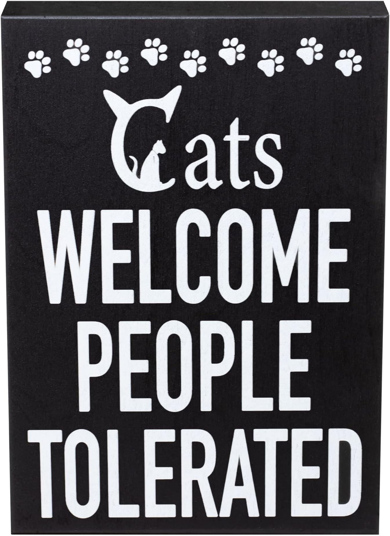 - JennyGems Cats Welcome People Tolerated Wooden Cat Wall Decor - Cat Lover & Mother’s Gift - Wall Shelf Decor Funny Gift - Made in USA