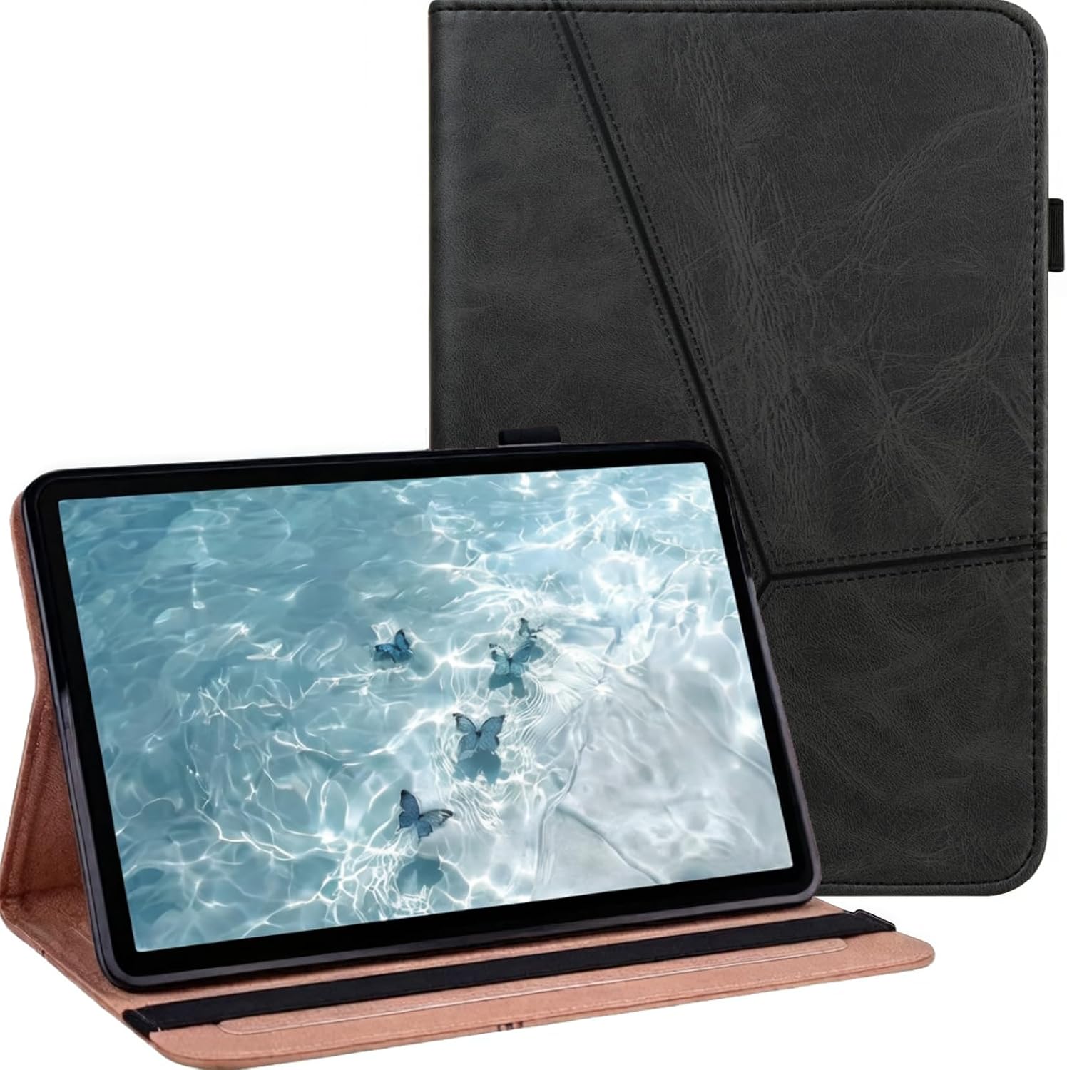 ALILANG Case for Samsung Galaxy Tab S10+/ S9+/ S8+/ S7 FE/ S7+ 12.4 Inch, Multi-Angle Viewing PU Leather Folio Stand Protective Cover with Card Holder for Galaxy Tab S10 Plus -Black