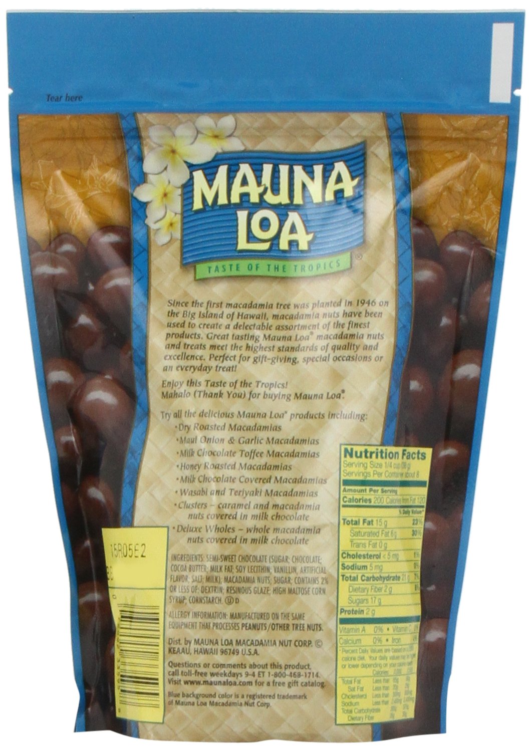 Mauna Loa Dark Chocolate Covered Macadamia Nuts Bag, 11-Ounce (Pack of 2)