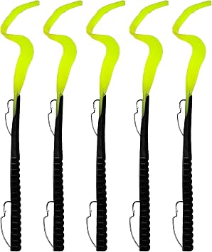 Delong Lures Fishing Lures Bass Set, 10 Pre-Rigged Weedless Swim Bait, Twister Tail Bass Fishing Lures, Extra Durable Soft Plastic Baits for Freshwater - 5 pcs Bass Baits and Lures Pack, Made in USA