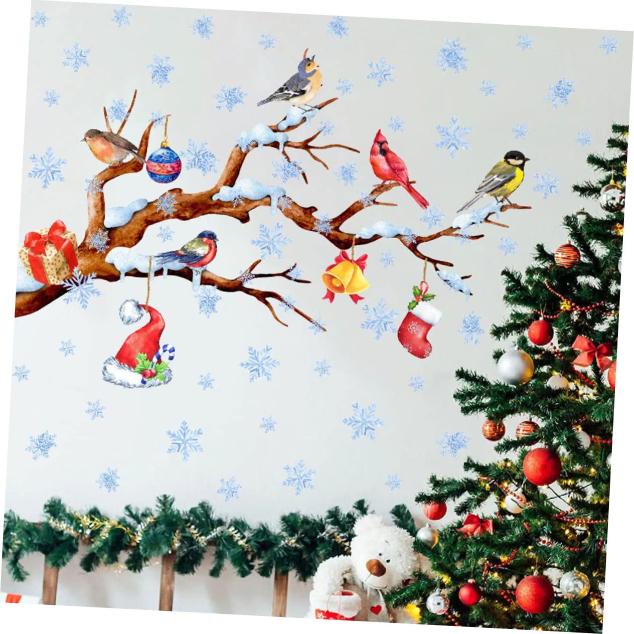 PRETYZOOM 5 Feuilles Autocollants De Fenêtre De Noël Ornements De Noël Stickers Muraux Flocon De Neige Dessin Animé Décalcomanie De Pépinière Flocons De Neige Fenêtre S'Accroche Papier