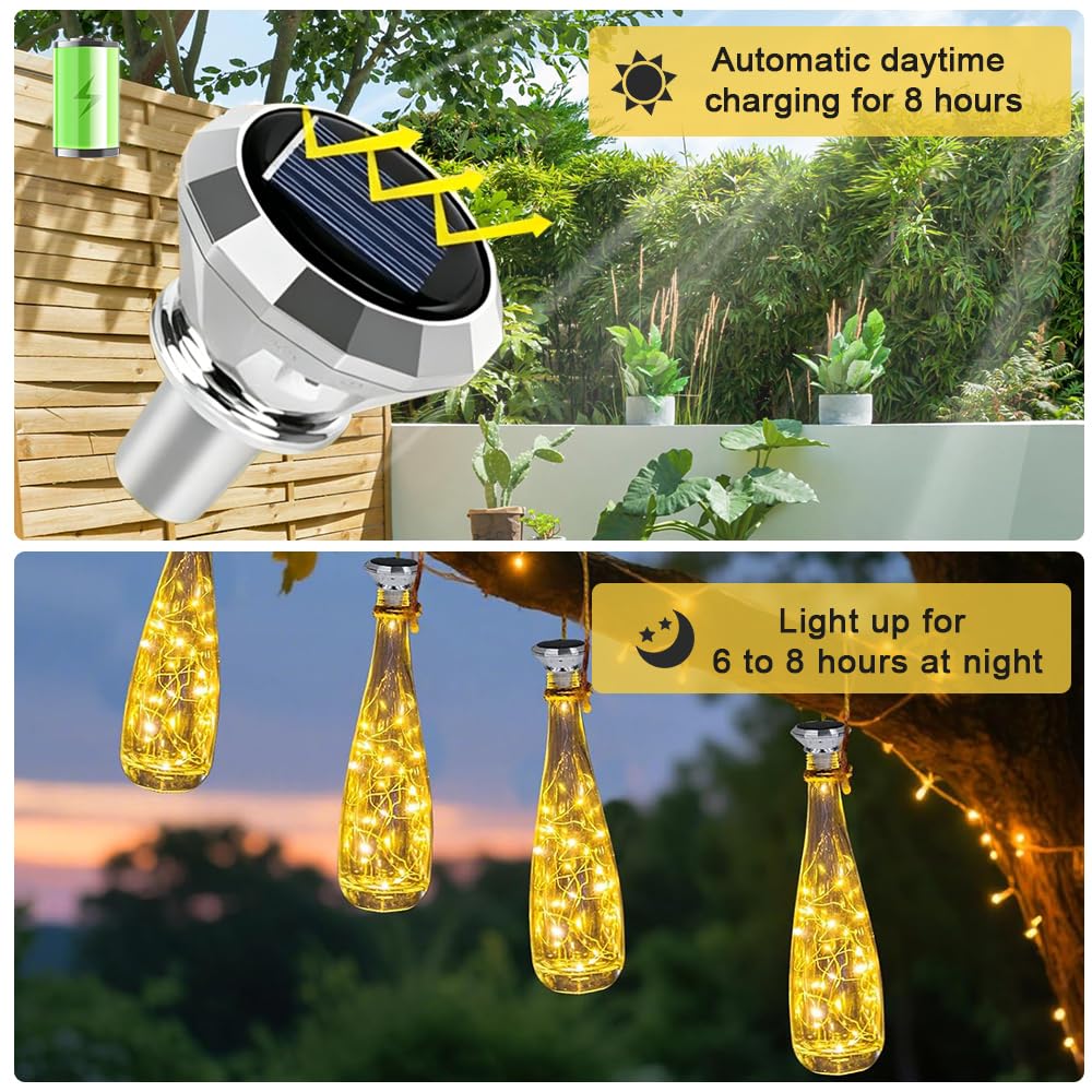 8 Unidades De Luces Solares LED Para Botellas,20 Ledes,2 M, Luces Solares Para Botellas,Solar Luces Para Botellas,Unidades De Botellas Solares Para Exteriores Para Botellas,Bricolaje,Fiestas