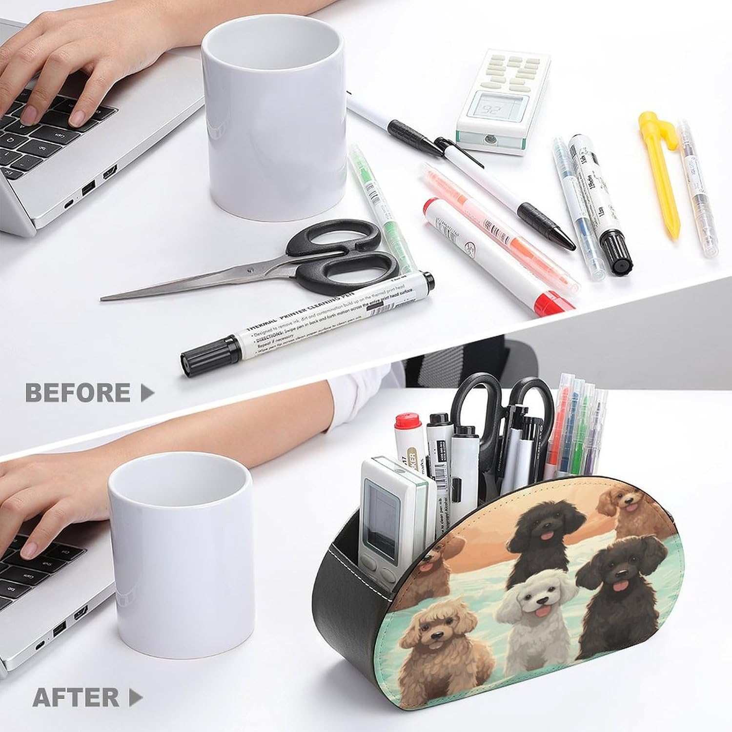 Personalized PU Leather Remote Control Holder with 5 Compartments image 3