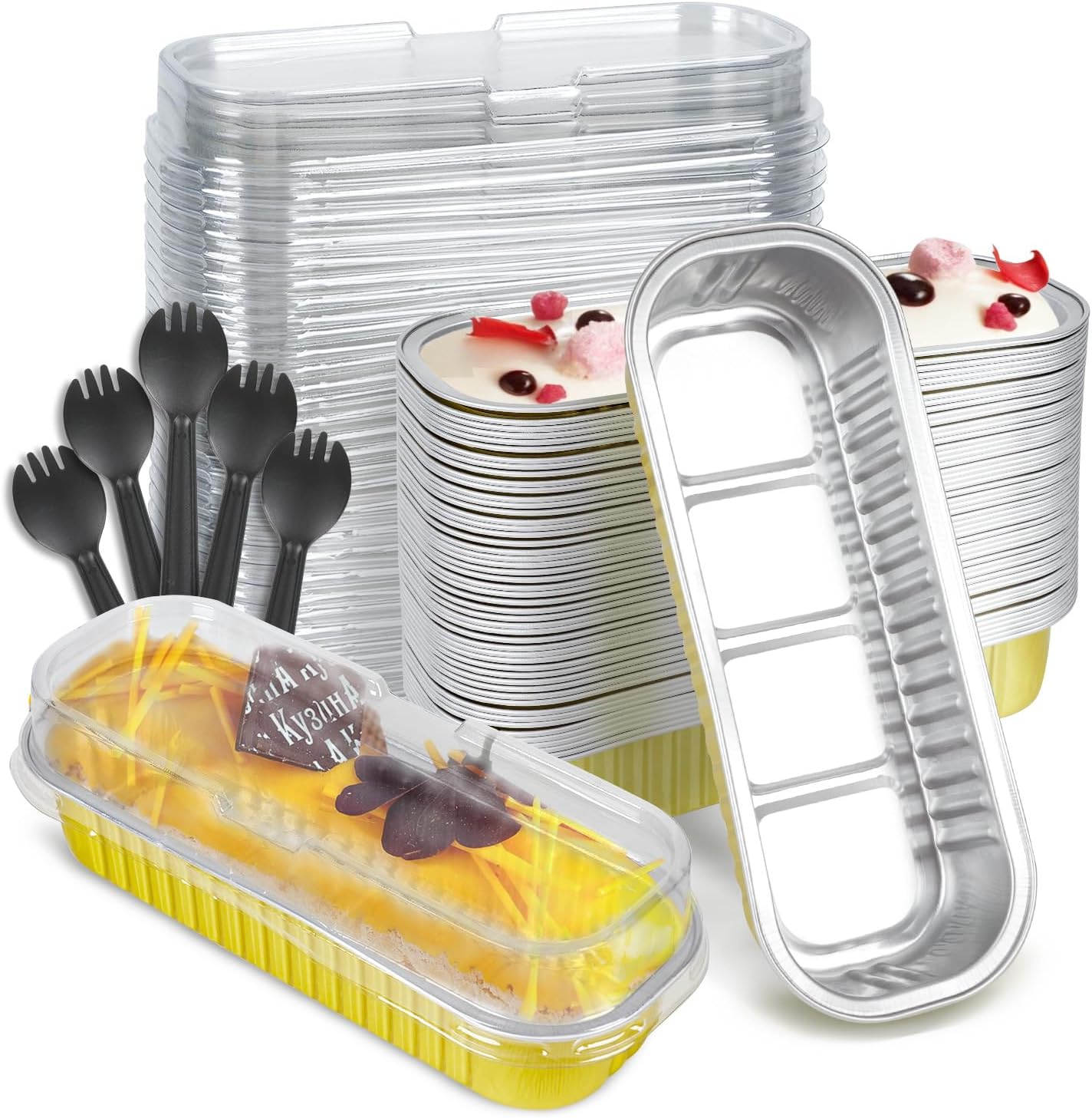 Moldes De Aluminio 30-Pack Mini Loaf Pans With Lids Aluminum