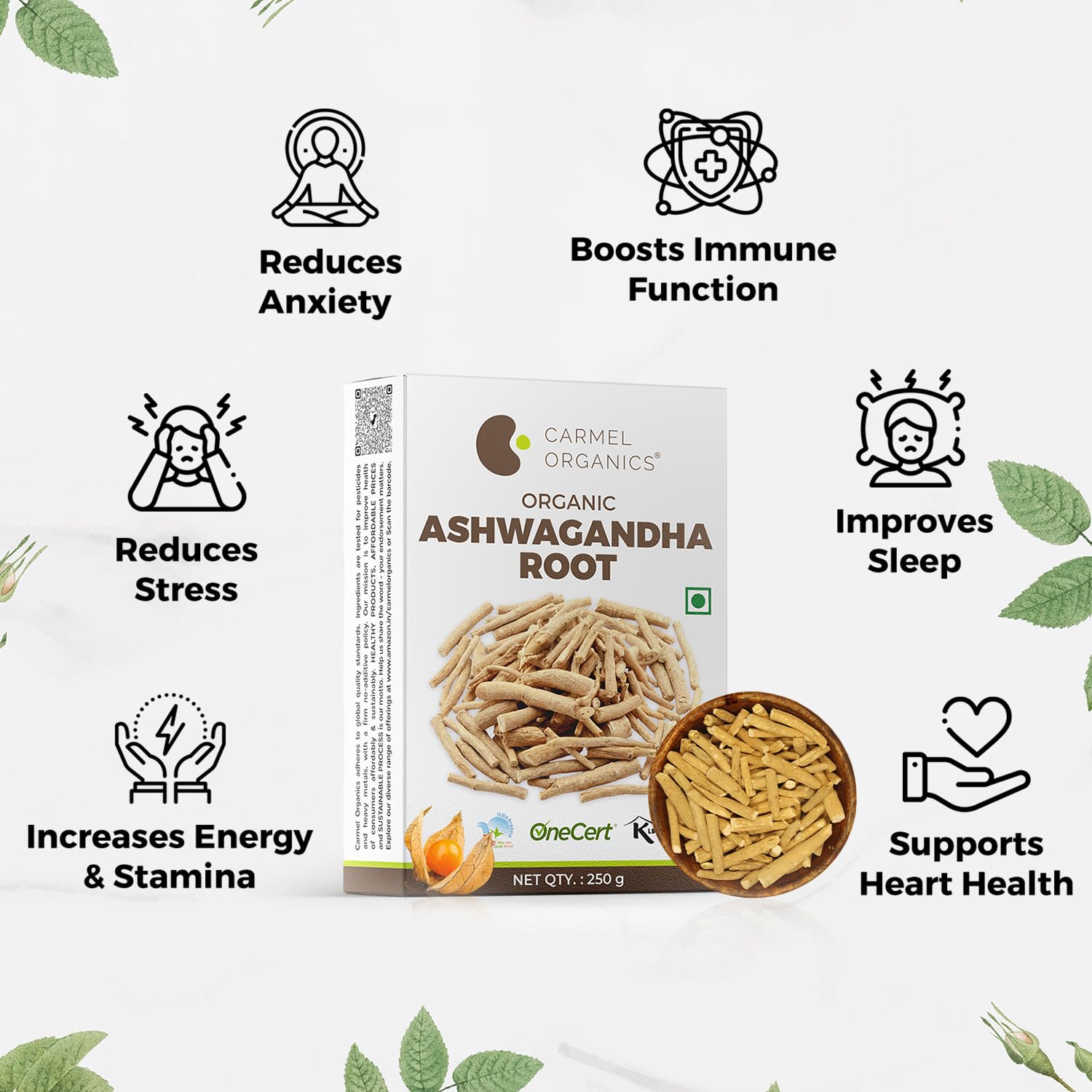 CARMEL ORGANICS Ashwagandha Root Whole 250 Gram 3