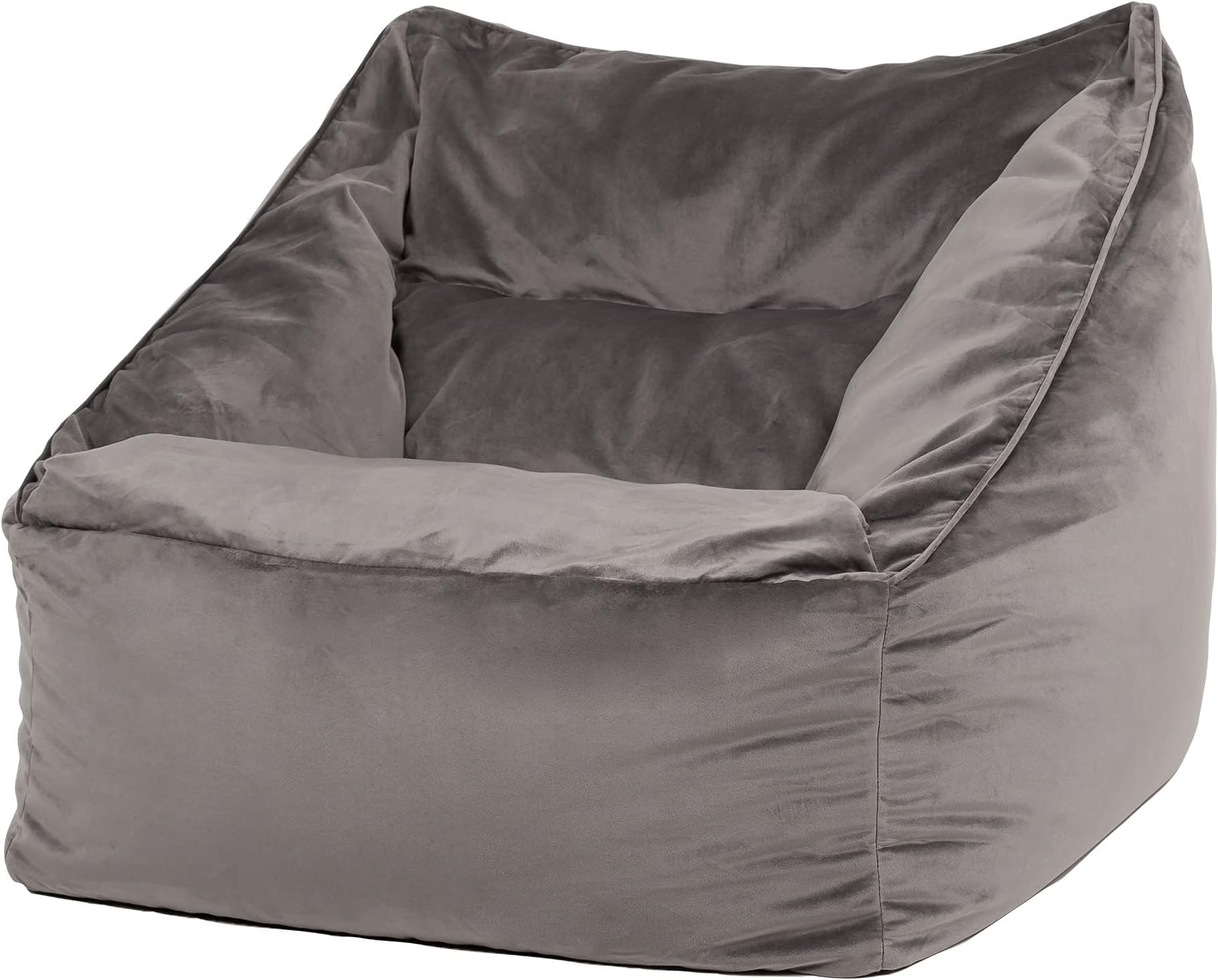 icon Natalia Velvet Bean Bag Chair, Charcoal Grey, Large Adult Bean Bag with Filling Included, Accent Chair, Armchair, Living Room Furniture, Bedroom Furniture