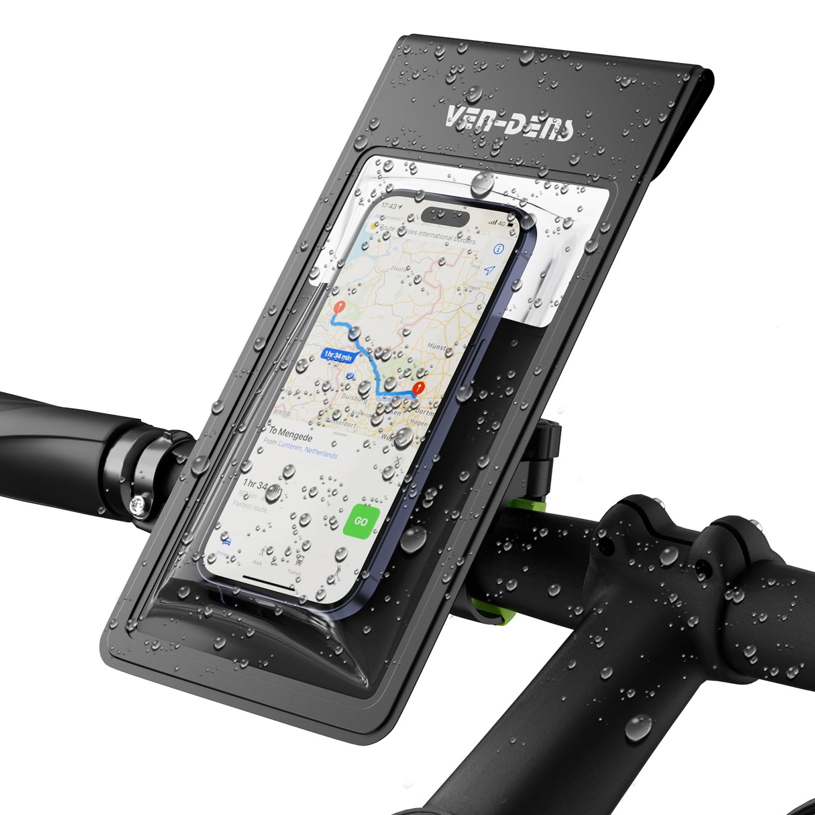 VEN-DENS Supporto Telefono Impermeabile Per Bici | Adatto A Smartphone 4.6-6.8 Pollici, Rotazione 360° E Touch Sensibile