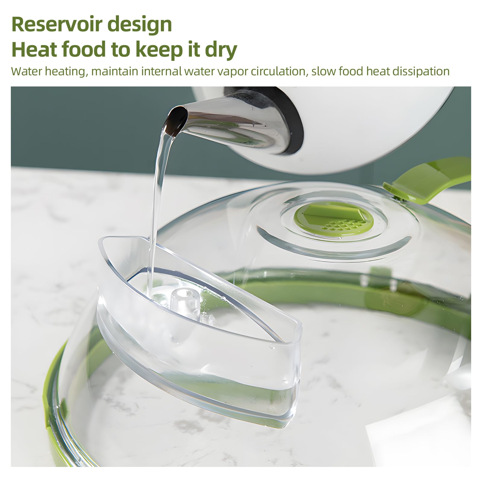 Cubierta de salpicaduras de microondas para alimentos, tapa de cocina transparente con asa y agujeros de ventilación de vapor ajustables, accesorios de cocina, tipo de inyección de agua