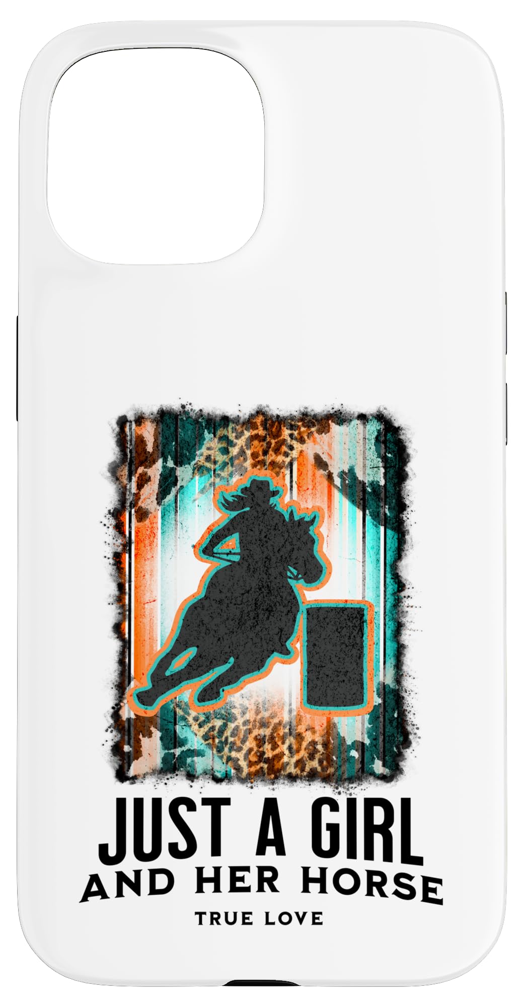 Western Barrel Racing Woman Serape Turquoise Orange Cheetah Case for iPhone 15