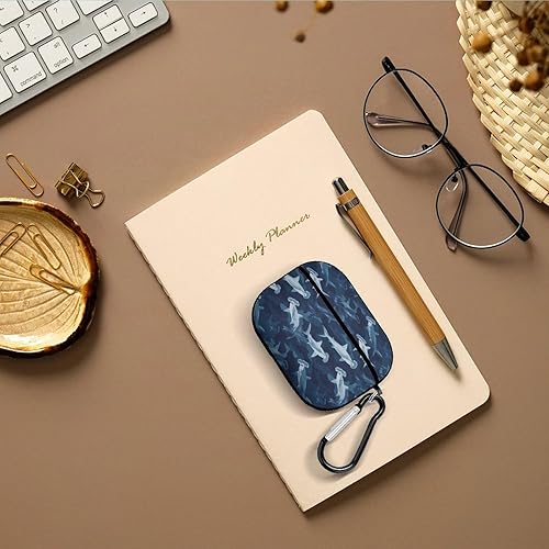 Miniatura 5 de Compatible with Airpods Pro 2nd Generation Case Cover - Blue Camo Hammerhead Shark Print Compatible with Airpods Pro Case Cover with Carabiner