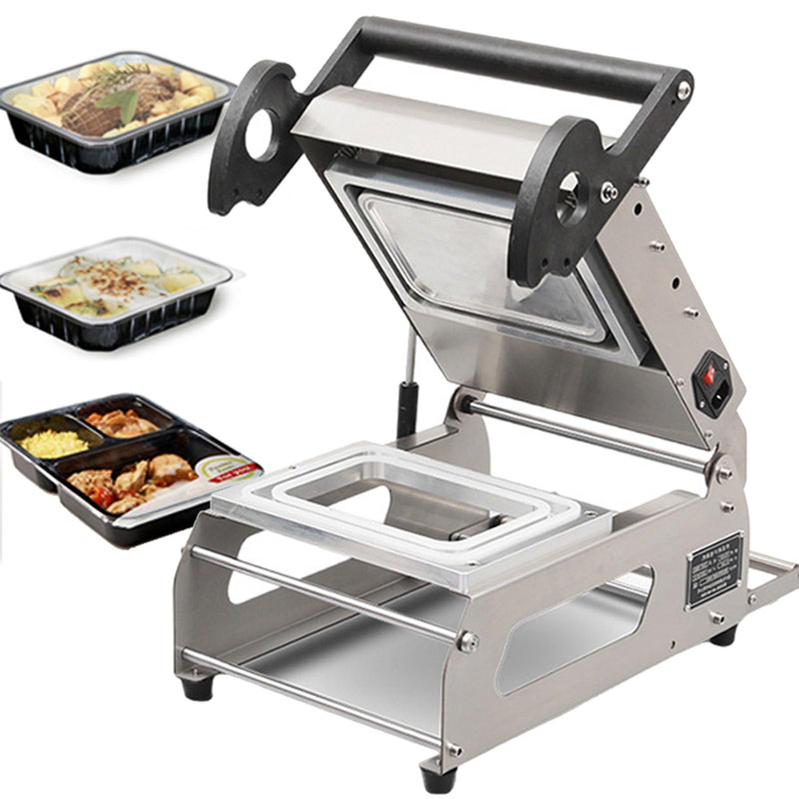 Sellador térmico a presión manual para caja de llevar, kit eficiente de envasado de alimentos, acero inoxidable, para restaurantes, tiendas de sándwich, verduras, frutas y pescados
