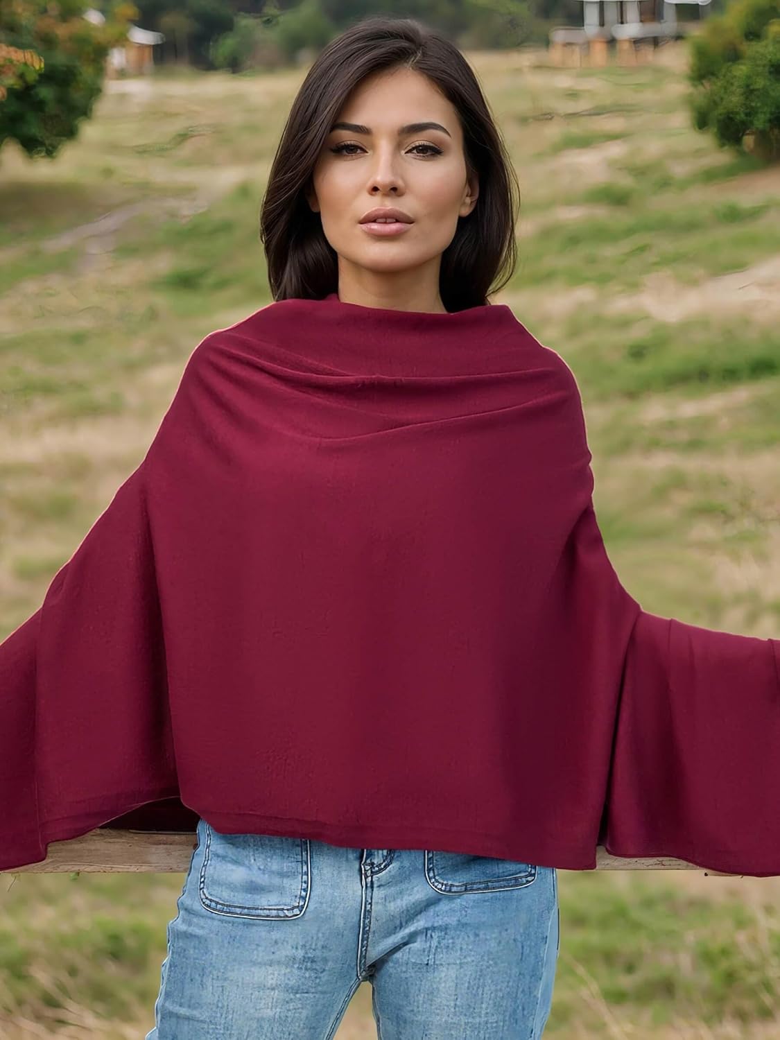 Lacretazhi Women's Shawl Wraps Lightweight Knitted Poncho Sweater Versatile Scarf Cape Cardigan for Autumn Winter Spring - Image 8