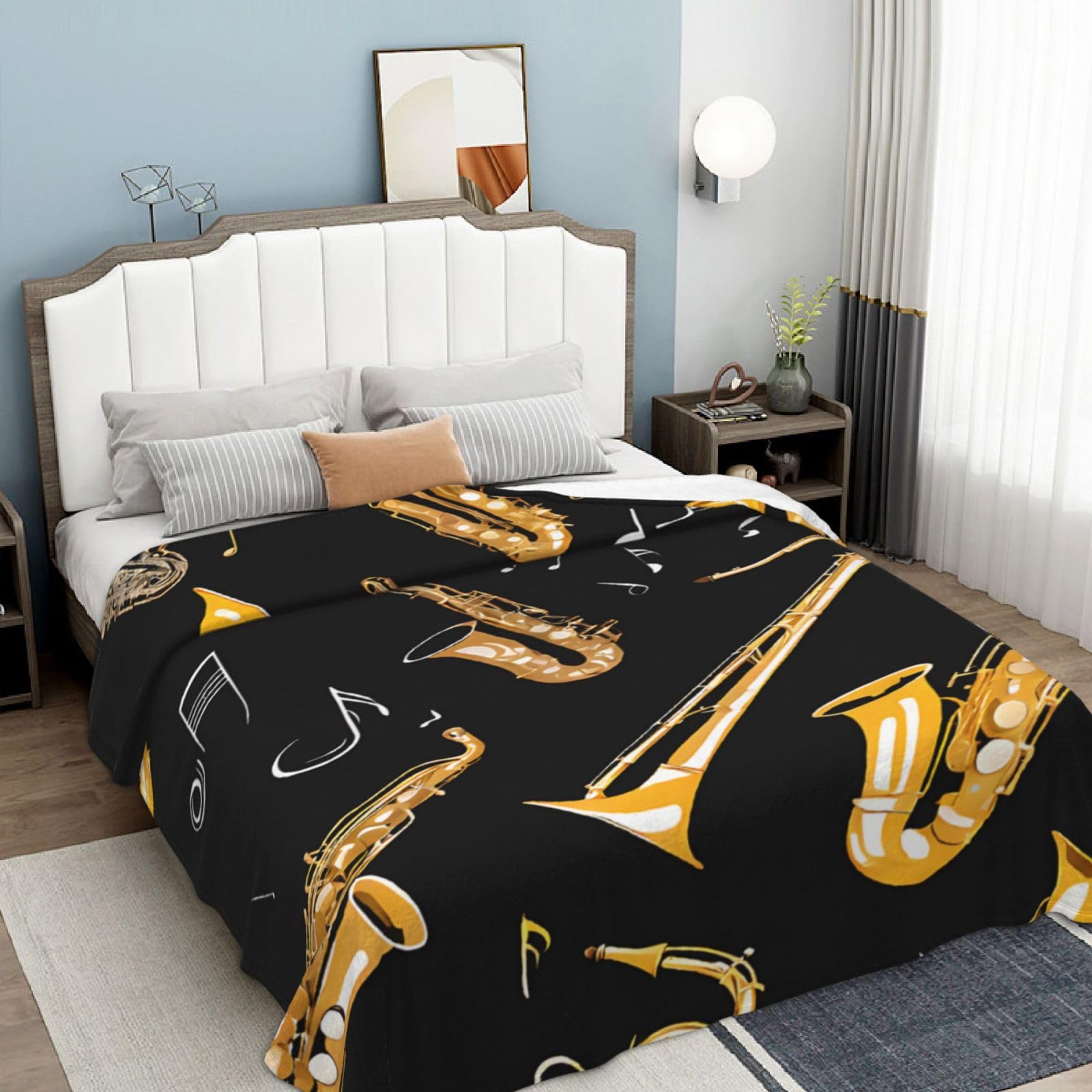 Weiche Flanell-Decke Mit Musiknoten-Muster, 203 X 152 Cm – Kuschelig, Atmungsaktiv & Perfekt Für Sofa, Bett, Camping Oder Als Geschenk