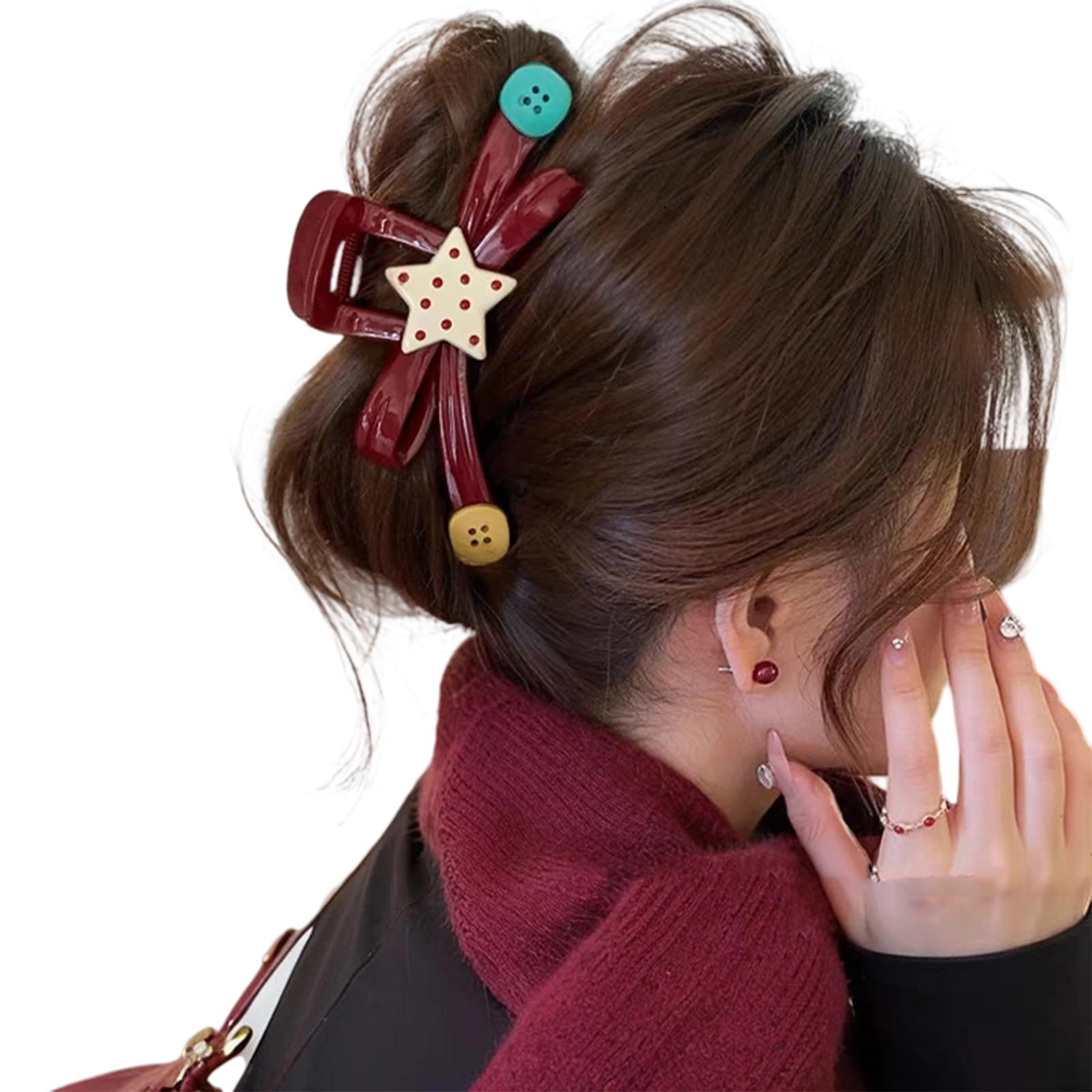Korean Styles Large Hair Clip Claw Strong Grip Barrettes Trendy Hair Accesories For Gym Workouts And Casual Outings Button Hairpins For Girls