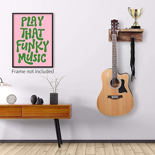 Miniatura 4 de OMANI Arte de pared de la música de los 70's Play That Funky Music, póster de canciones populares de color rosa y verde, impresiones en lienzo de