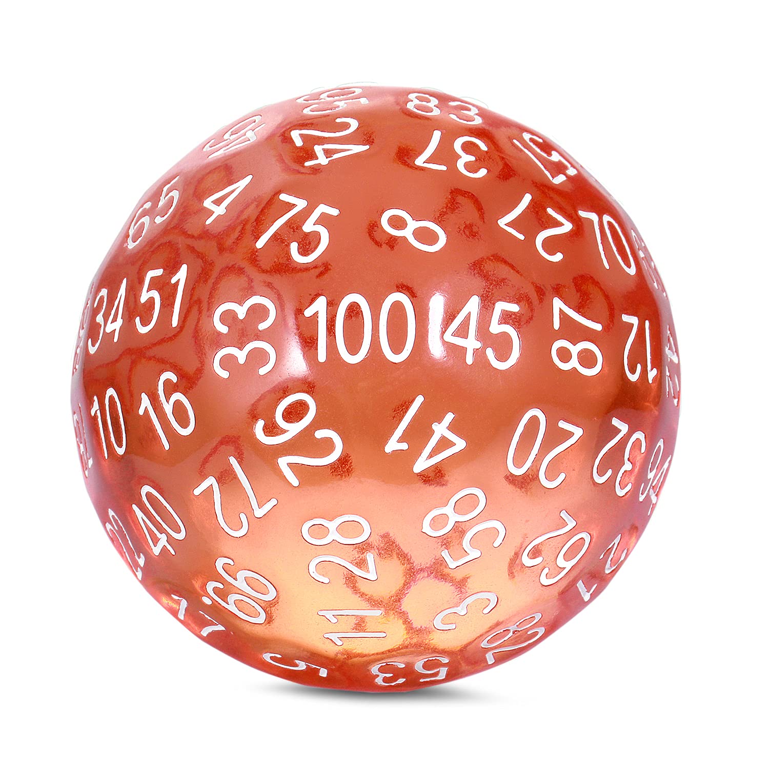 100 Sided Dice DNDND D100 Die with Translucent Pouch for Dungeons and Dragons(Translucent Orange with White Number)