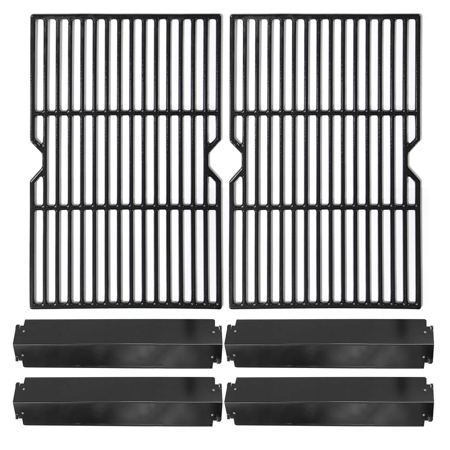 Hongso Porcelain Cast Iron Cooking Grid Grill Grates and Steel Heat