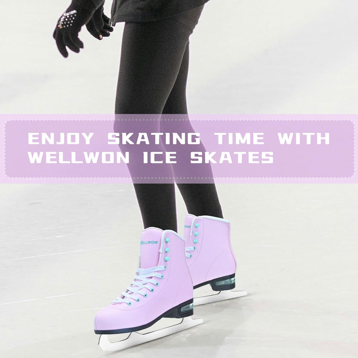 Ice Skates for Women, Adult Figure Skates with Air Cushion, Classic White Figure Skating Shoes Size 5 6 7 8 8.5 9 10 10.5 with Velvety Lining for Indoor& Outdoor