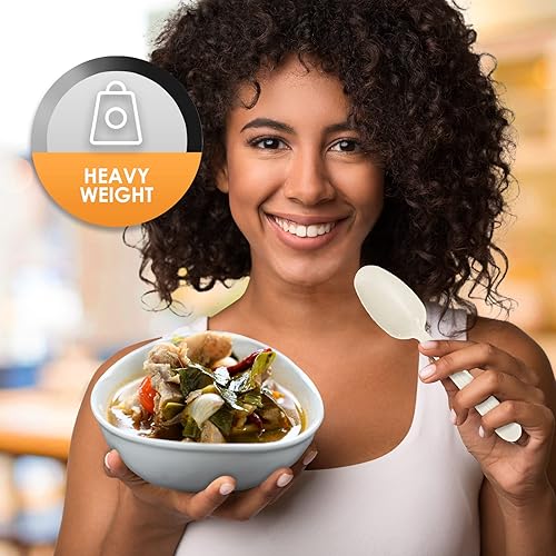 Miniatura 9 de PAMI Cucharas de sopa de plástico desechables de peso pesado paquete de 1000 unidades  Cubiertos de plástico blanco a granel para fiestas, bodas,