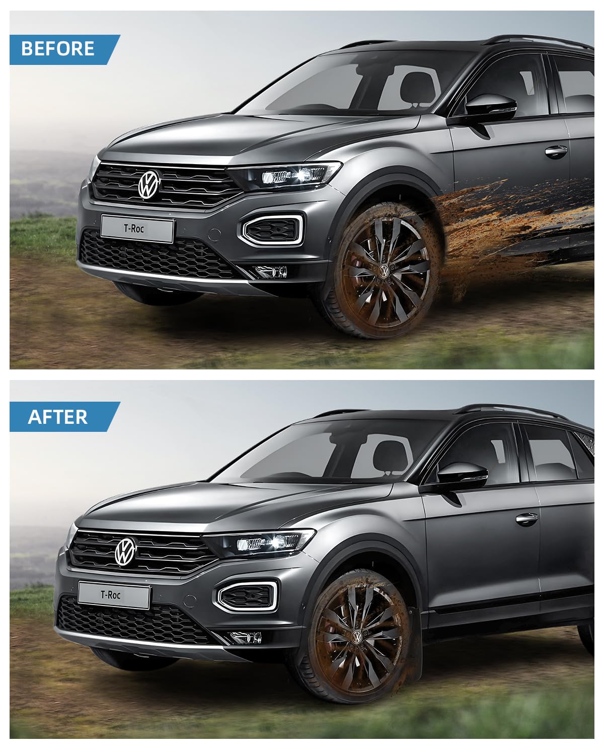 (4-Częściowy) Chlapacze dla VW T-Roc 2018-2025 | Błotniki Przednie i Tylne ze Śrubami Montażowymi, Tworzywo ABS, Nie Wymaga Wiercenia, Akcesoria Każdą Pogodę