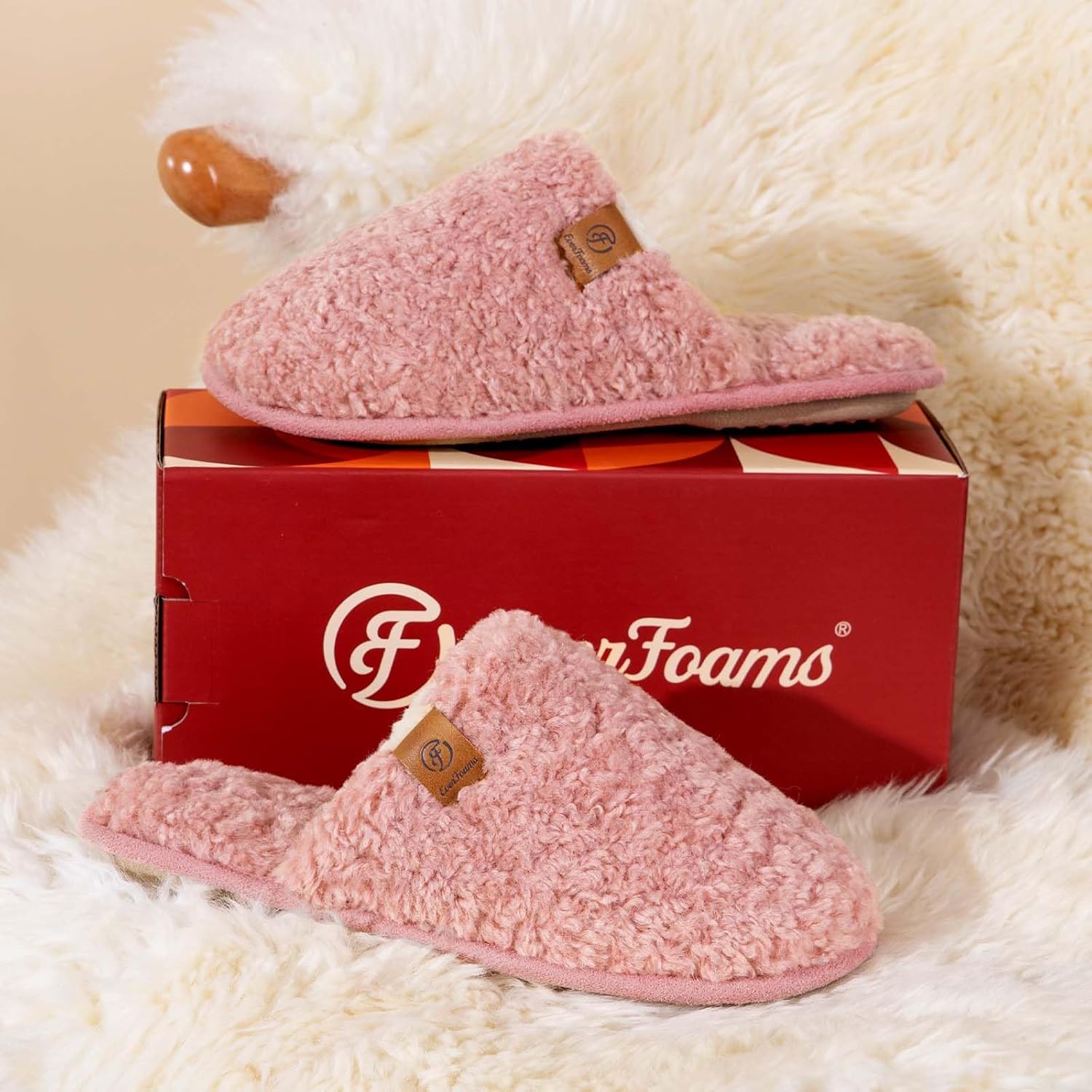 EverFoams Women's Fuzzy Slip-on Slippers Warm Cozy Soft Lightweight Memory Foam Indoor House Shoes - Image 7