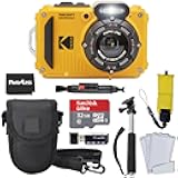 Kodak PIXPRO WPZ2 Rugged Waterproof Shockproof Digital Camera 16MP 4X Optical Zoom 1080P Full HD Video, 2.7 LCD (Yellow), 32GB SD Card, Black Compact Case, Floating Strap, Bundle (7 Items)