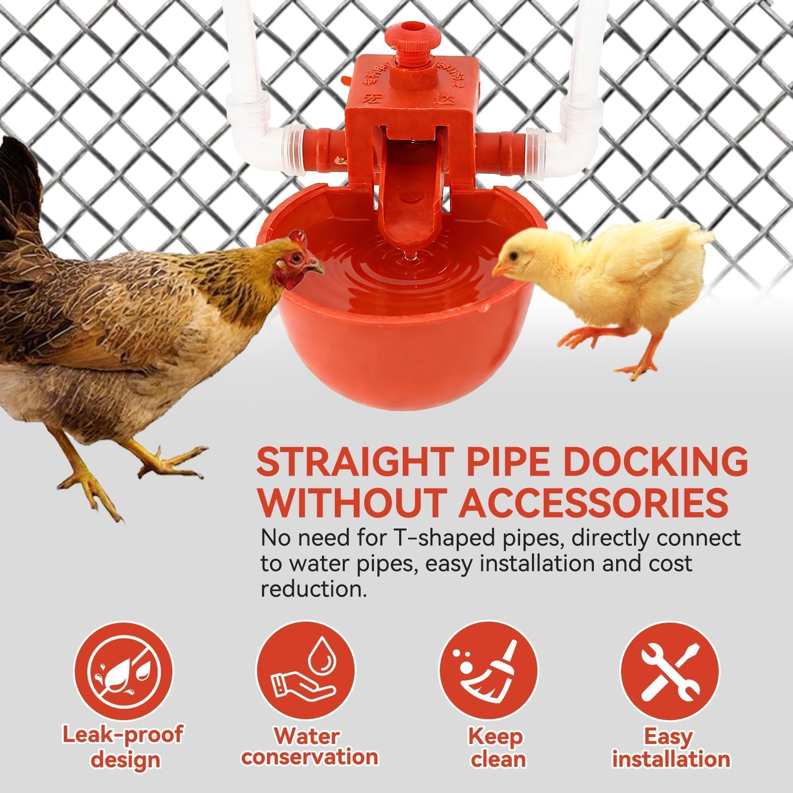 10 Tazze per Abbeveratoio Pollo, Bevitori Automatici in Plastica Mangiatoie Utensili Acqua Potabile, Macchina Bere Pollame Gabbie Abbeveratoio Da 3,5 Pollici Tazza per Uccello Quaglia Piccione Pollo