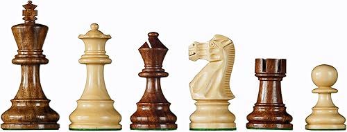 Staunton Chessmen - Sheesham y boj con peso y pulido a mano con tamaño King de 2.5 pulgadas