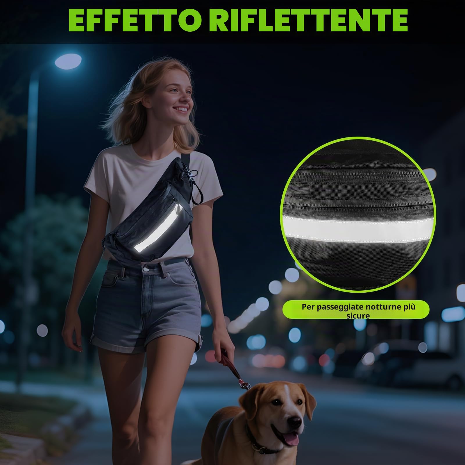 Sacchetti per Addestramento Cani Marsupio Cane con Tasca Porta Snack Rimovibile, Borsa Crocchette Porta Premietti per Cani con Dispenser per Sacchetti Igienici, Cintura Running