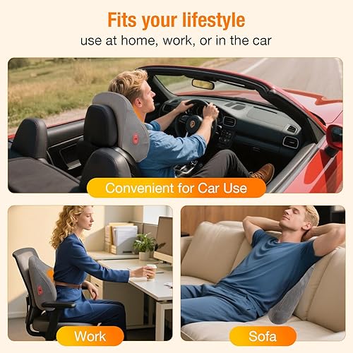 Miniatura 6 de BIBIRE Masajeador de espalda Shiatsu con calor  Masaje de tejido profundo para alivio del dolor de cuello, hombros y espalda baja  Masajeador de