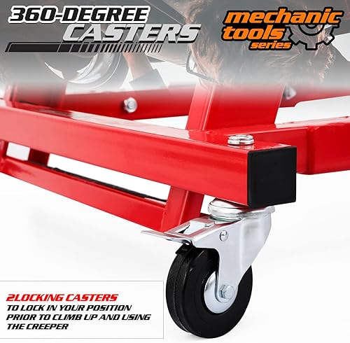 Miniatura 7 de M-AUTO Enredadera plegable para motor automotriz, 50.5-67.5 pulgadas, altura de trabajo ajustable con 4 ruedas y cubierta acolchada para el hogar,