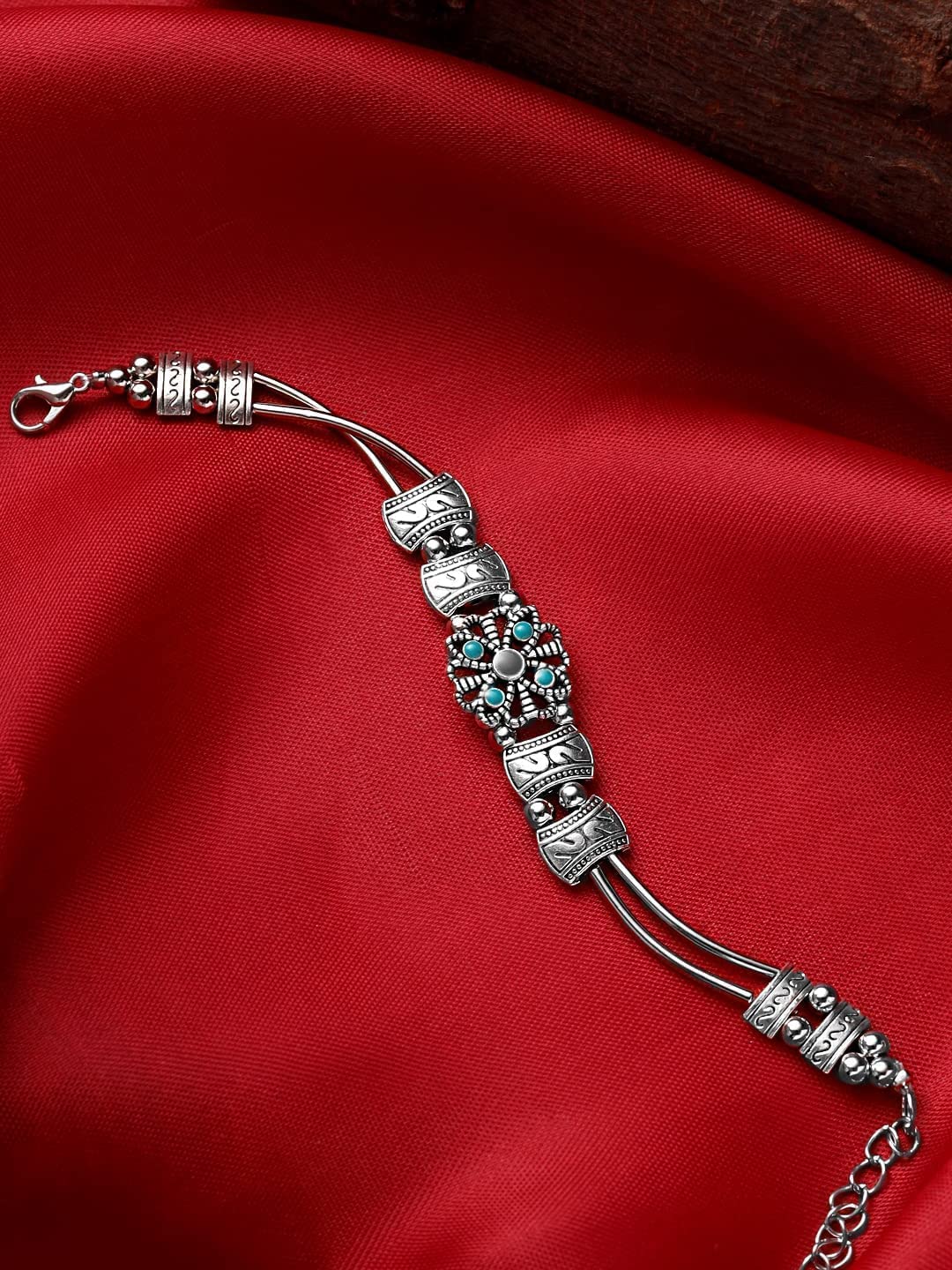 Oxidised Ethnic Charm Bracelet, Unique Design