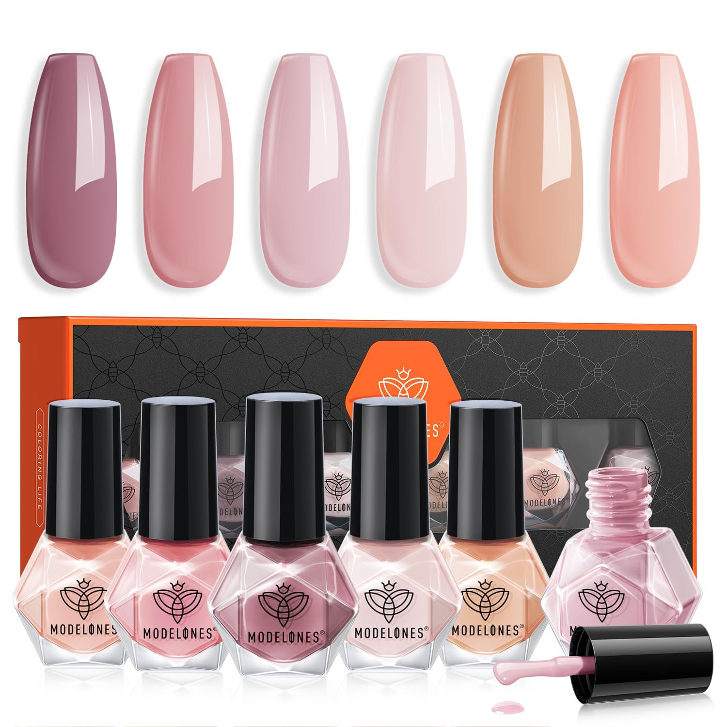 modelones Nail Polish 6 Colors Neutral Nude Set Nude Pink Spring Summer Quick Dry Mini Finger Bulk Manicure Diy Nail Art Home Salon Gift For Women Girl