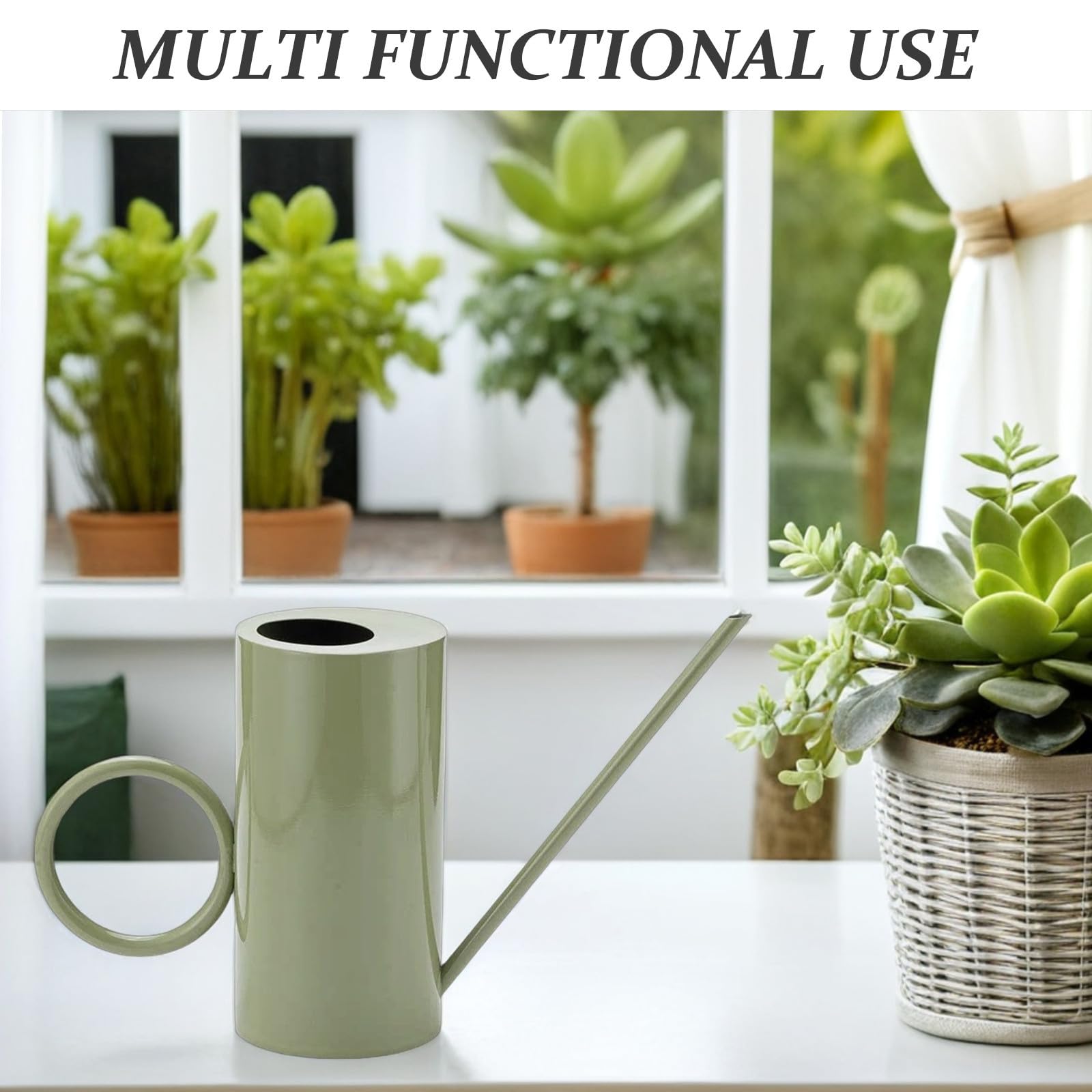 Uonlytech Arrosoir pour Arrosage Précis en Acier Inoxydable avec Long Bec 1500ml des Plantes D'intérieur et Succulentes, Léger Jardinage la Maison