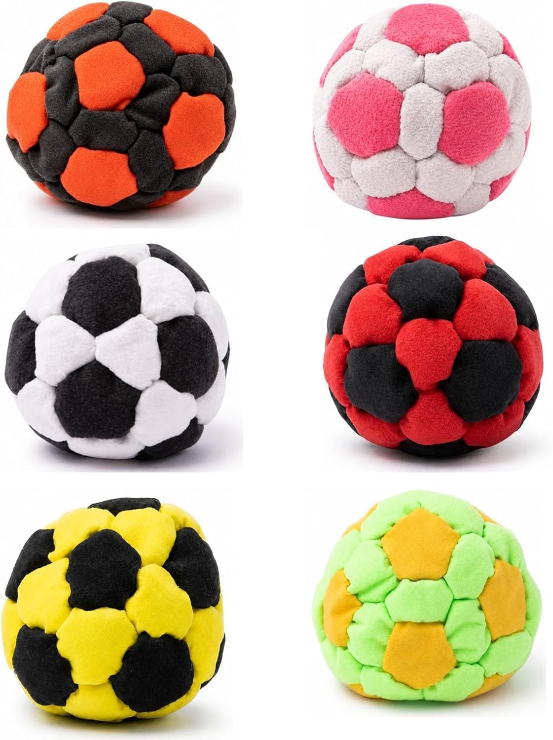 6 PCS Soccer Footbag Balls, Juggling Balls for Beginners, Upgraded Crochet Foot Bags Ball, Novelty Fun Footbags for Indoor & Outdoor Play, Party Favors, and Coordination Training