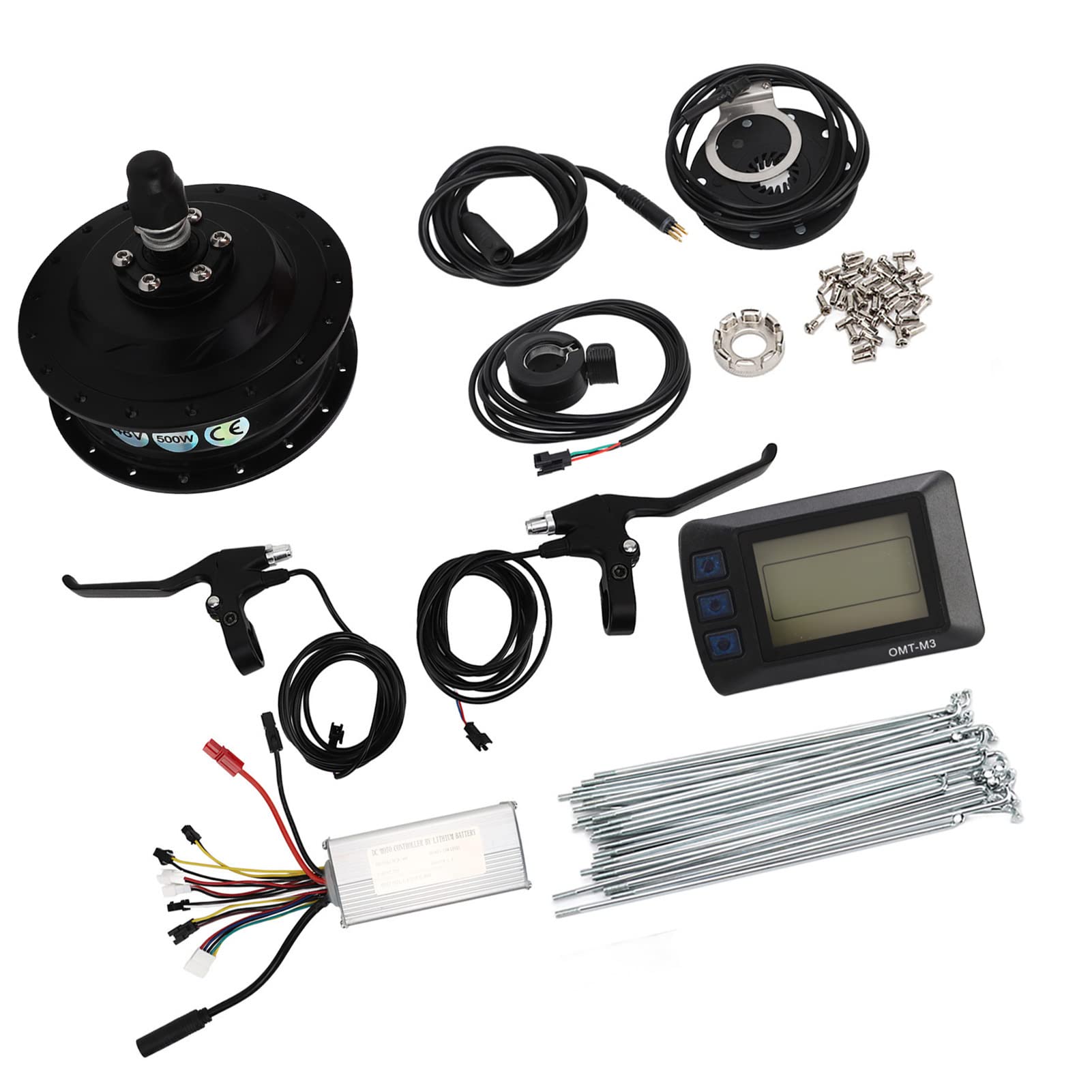 Kit conversione bici elettrica 48V 500W Motore posteriore M3 | Display Meter Controller, Shell in metallo, Kit completo fai da te, Per raggi delle ruote