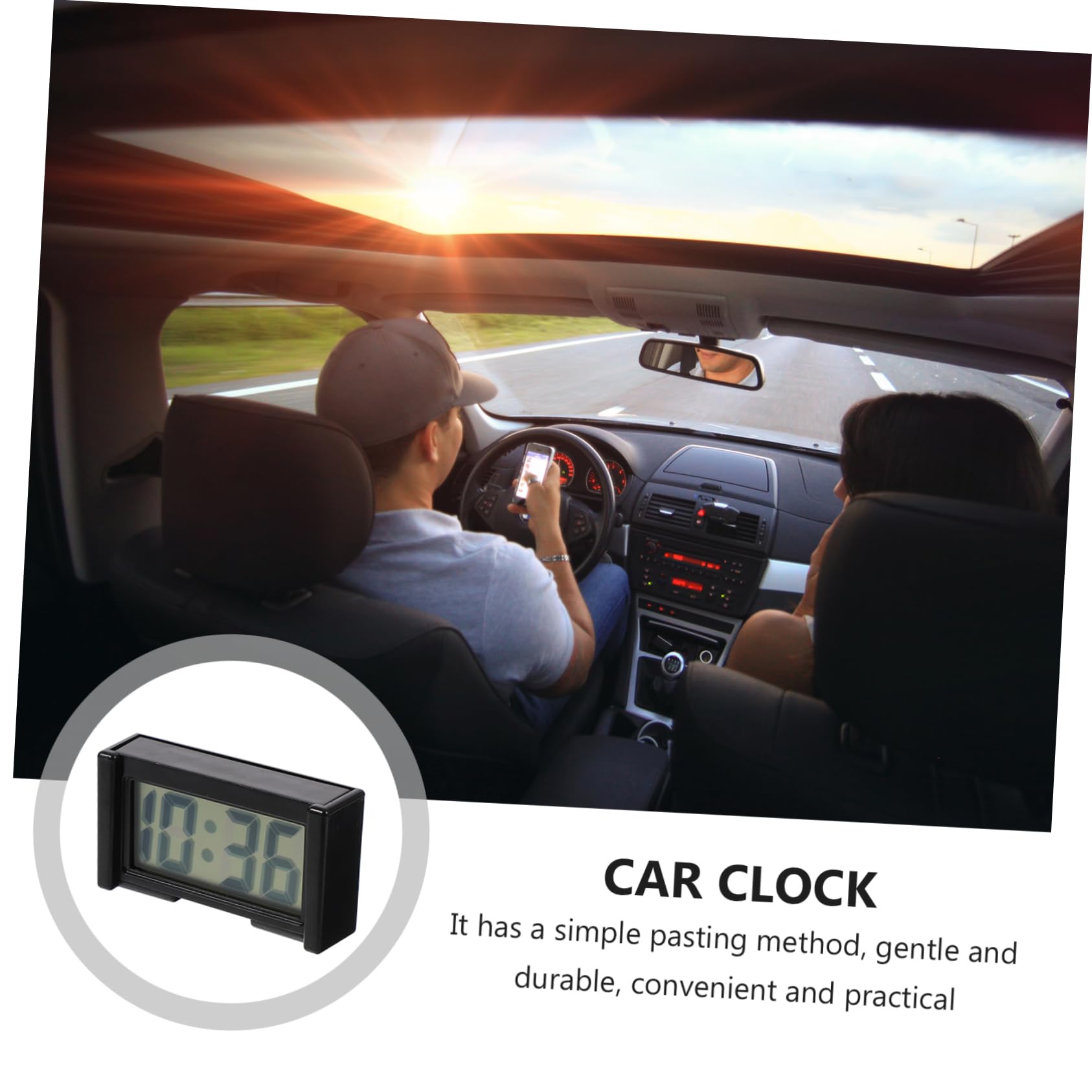 6 Juegos Reloj Electrónico De Coche Reloj De Vehiculo Digital Reloj De Coche Para Tablero Reloj De Automóvil Reloj Del Salpicadero Del Coche El Plastico Black