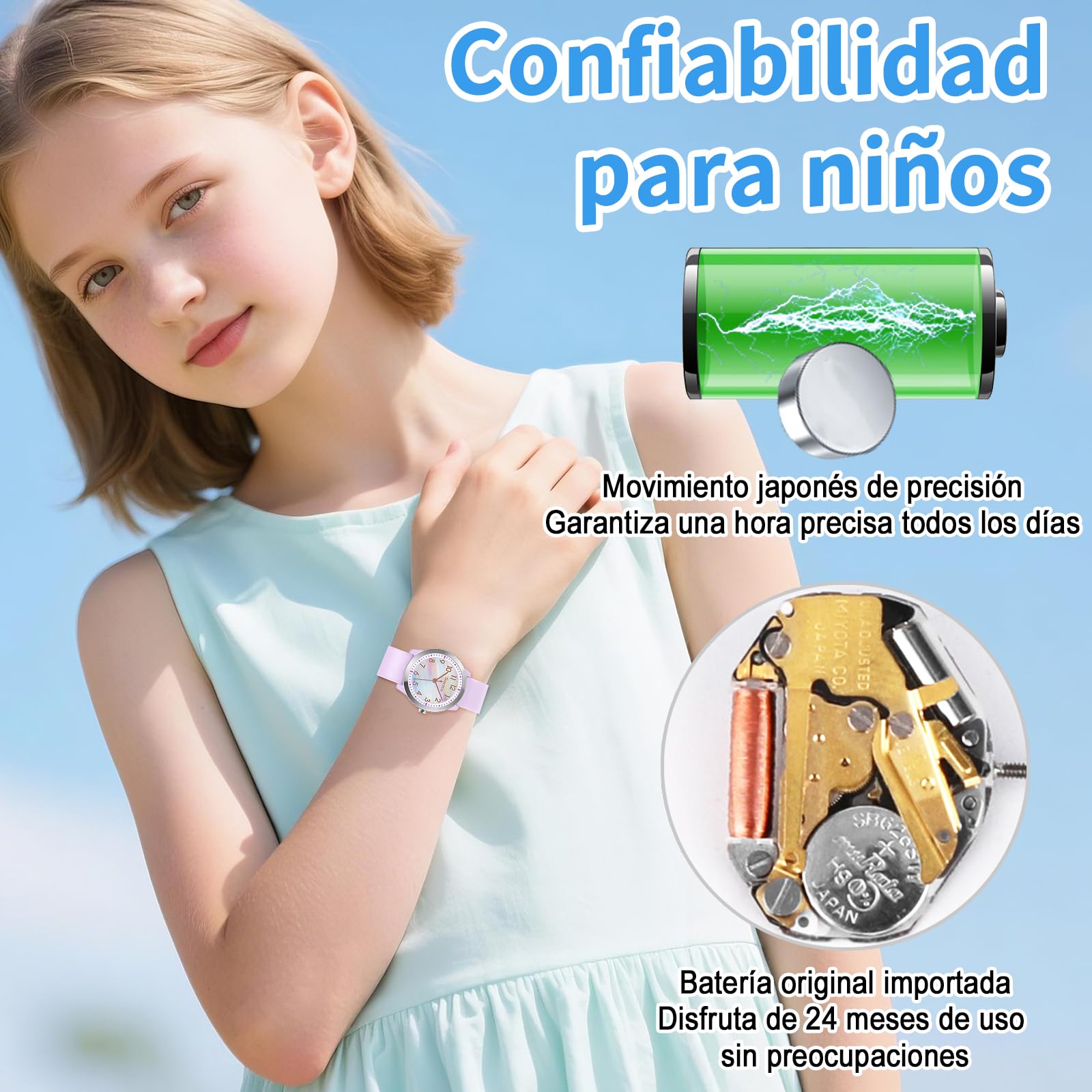 SOCICO Reloj de Pulsera Analógico para Niños Niñas, 5ATM/50M Impermeable Minimalista, Reloj de Pulsera para Niños de 8 a 18 Años Adolescentes