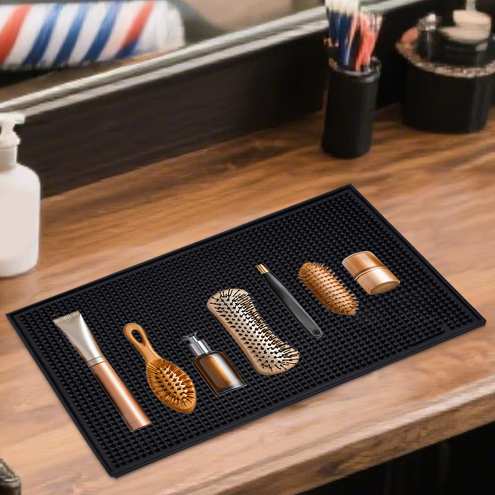 Barber Tool Mat – Silicone Hair Salon Mat Flexible, Counter Protector, Clippers Scissors Hairdressing Styling Tools, non-Slip Pad For Home And Professional Use | Beauty Salon Anti-Skid Tool