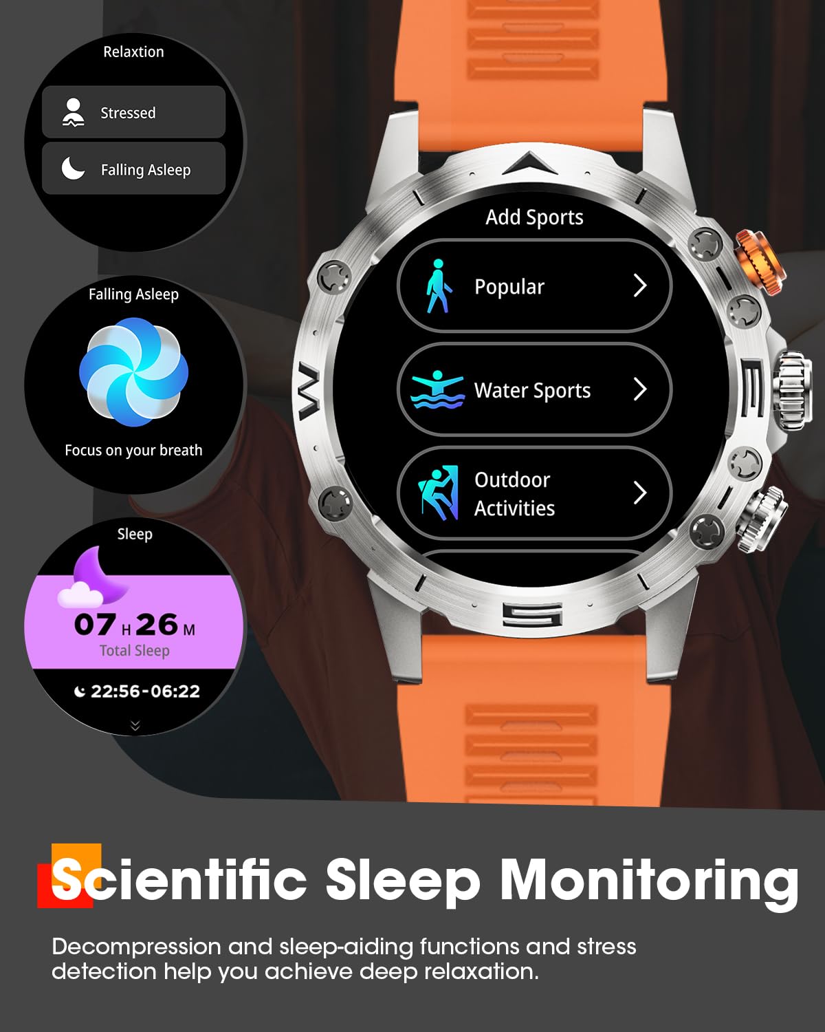 DEKELIFE Smartwatch Uomo Chiamate Blurtooth, 1.53" IPS Always-On Display Orologio Smart Watch, 124 Modalità Sportive, Corsi di Fitness, 350 mAh IP68 Sonno/Cardiofrequenzimetro SpO2 Android iOS Argento