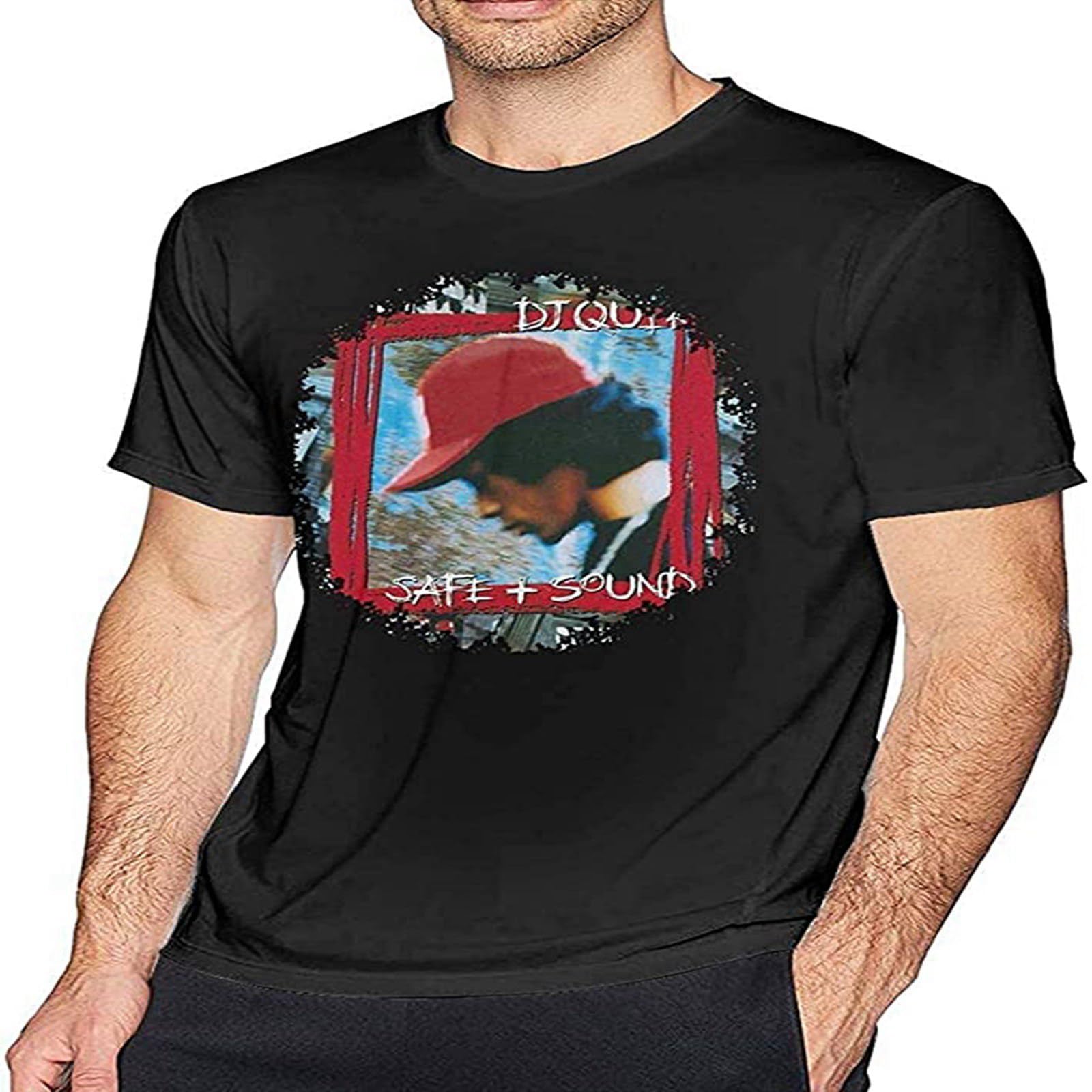 Amairart Men's Black Dj Quik Safe & Sound Short Sleeve Cotton T-Shirt Funny Tee Xl