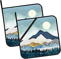 Vista 1 de Mountains Nature Scenery - Juego de 2 soportes para ollas de cocina resistentes al calor para microondas, horno, horno, platos finales y barbacoa