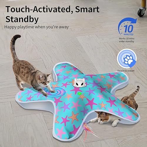 Miniatura 2 de Juguetes interactivos para gatos de interior, juguete recargable para gatos con plumas ocultas en movimiento, juguetes para gatitos activados por el
