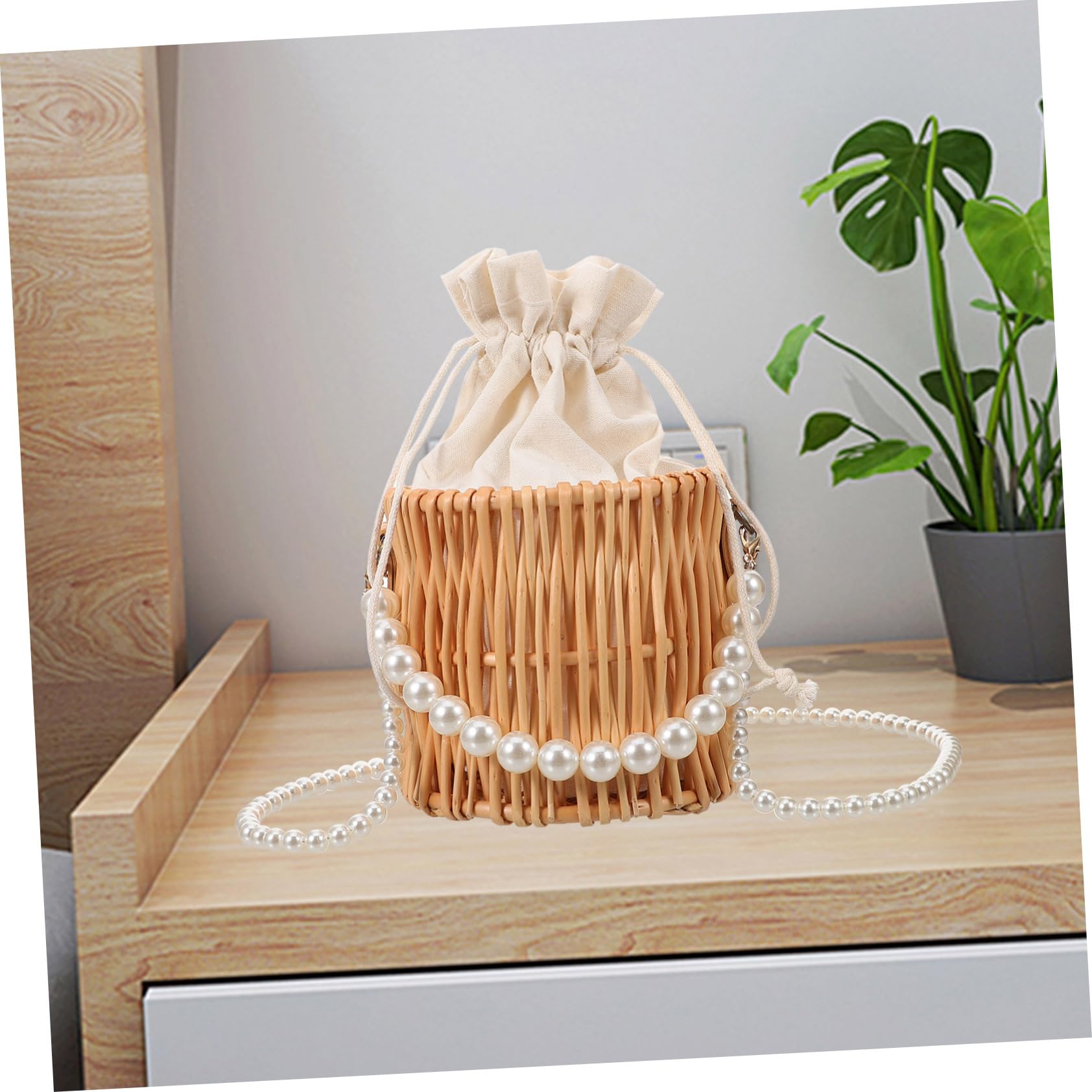 SOIMISS Bolso de ratán billetera bolso de mano bolso de hombro individual Bolso de mimbre de moda bolsa de bolso de hombro para bolso para