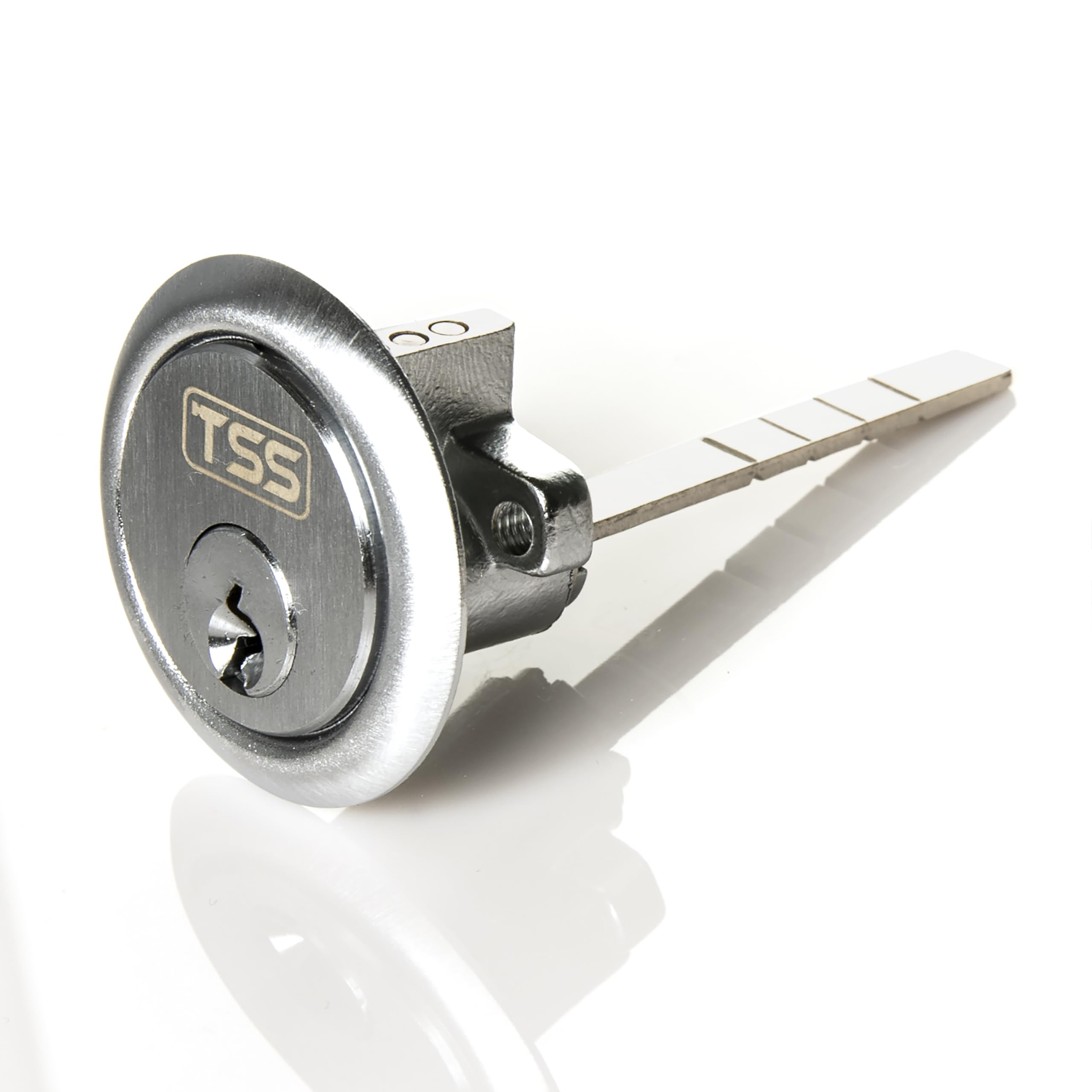 TSS Replacement Locking Rim Cylinder Lock, Supplied with 3 Keys. Lock Barrel and Keys Set for Nightlatch Lock/Rim Locks. (Satin Chrome)