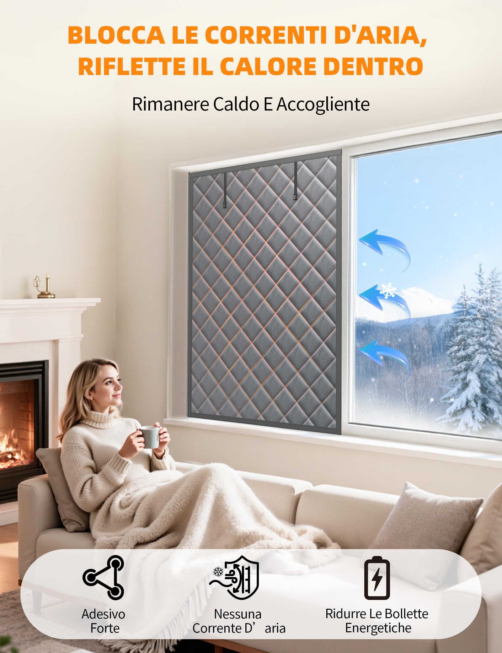 Kit di Isolamento per Finestre 120×160CM, Isolante Termico Riutilizzabile, Copertura Impermeabile Anti-Spifferi per Casa e Camera da Letto e Cantina