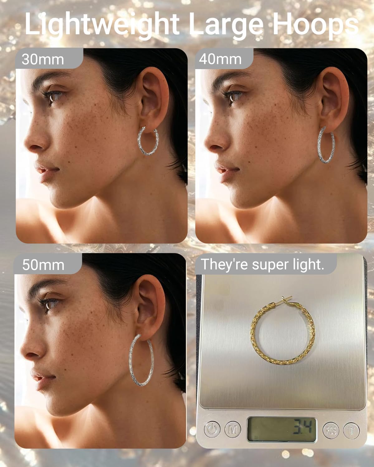 925 Sterling Silver Post Hoop Earrings Lightweight Twisted Hoop Earrings for Women ... - Image 5