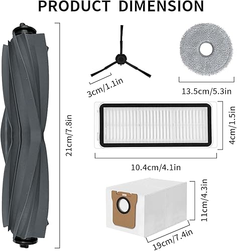 Miniatura 3 de Paquete de 18 accesorios L20 Ultra compatibles con aspiradora Dreame L20 Ultra, 1 cepillo principal, 6 cepillos laterales, 3 filtros, 4 bolsas de